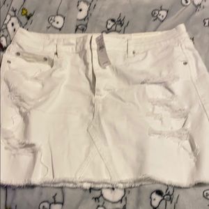 AE Hi Rise festival mini jean skirt white 16 NWT